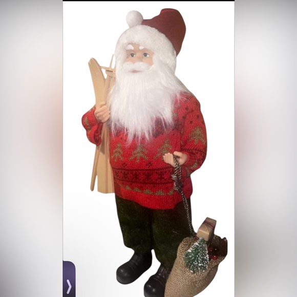 Santa decoration door 18” Santa Figurine with Skis ,Holiday Time - Picture 2 of 2